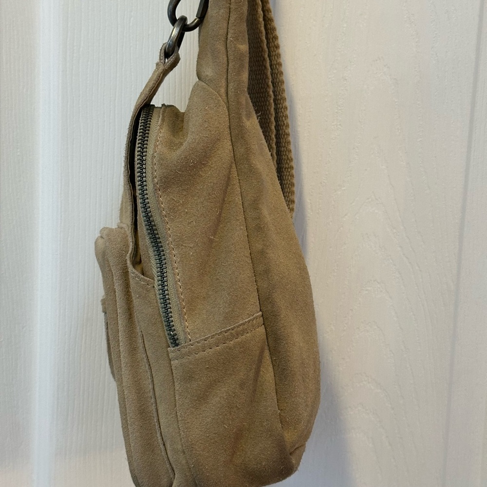 Free People Hudson Sling Crossbody Bag suede tan GUC - Picture 7 of 7